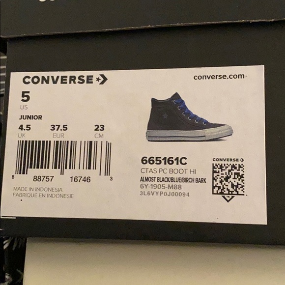 Converse US 4 or5 Big Kid Almost Black Suede HiTop - Picture 9 of 9